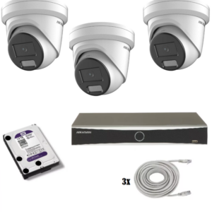 Hikvision beveiligingscamera set met 3 x Hikvision DS-2CD2386G2H-IU wit