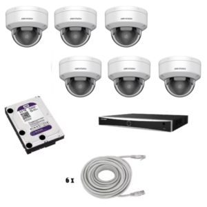 Hikvision beveiligingscamera set met 6 Hikvision DS-2CD2186G2H-ISU wit