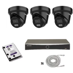 Hikvision beveiligingscamera set met 3 Hikvision DS-2CD2346G2H-IU zwart