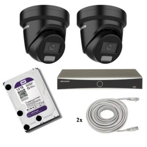Hikvision beveiligingscamera set met 2 x Hikvision DS-2CD2386G2H-IU zwart
